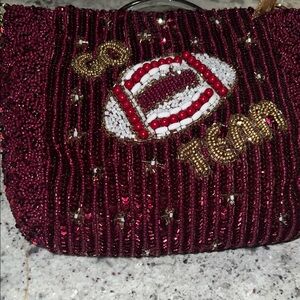Embellished Game Day Burgundy Beaded Women's Bag